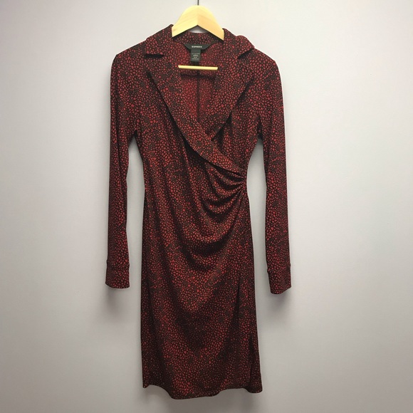 Express Print Faux Wrap Dress - Picture 1 of 4